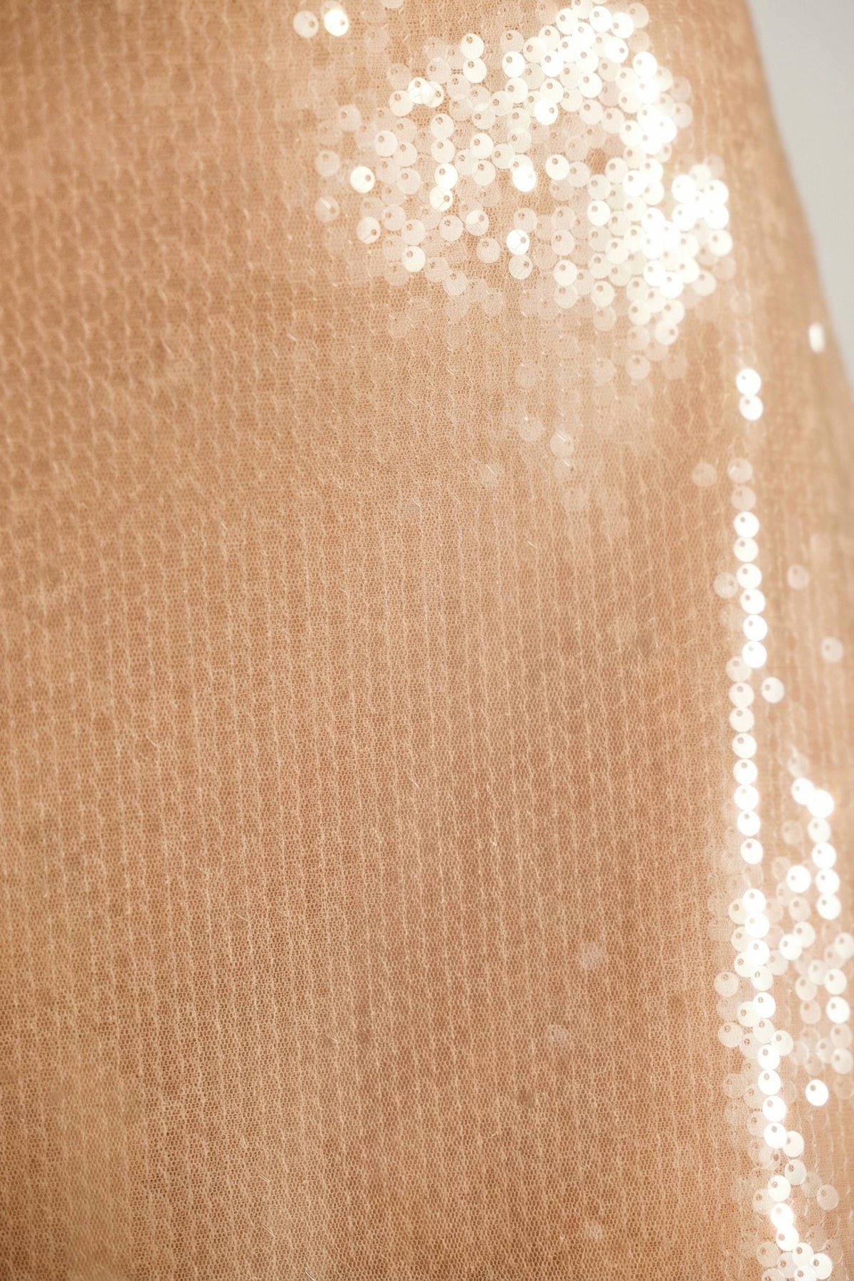 Sheer Sequin One Shoulder Cut Out Maxi Dress in Tan – view 9