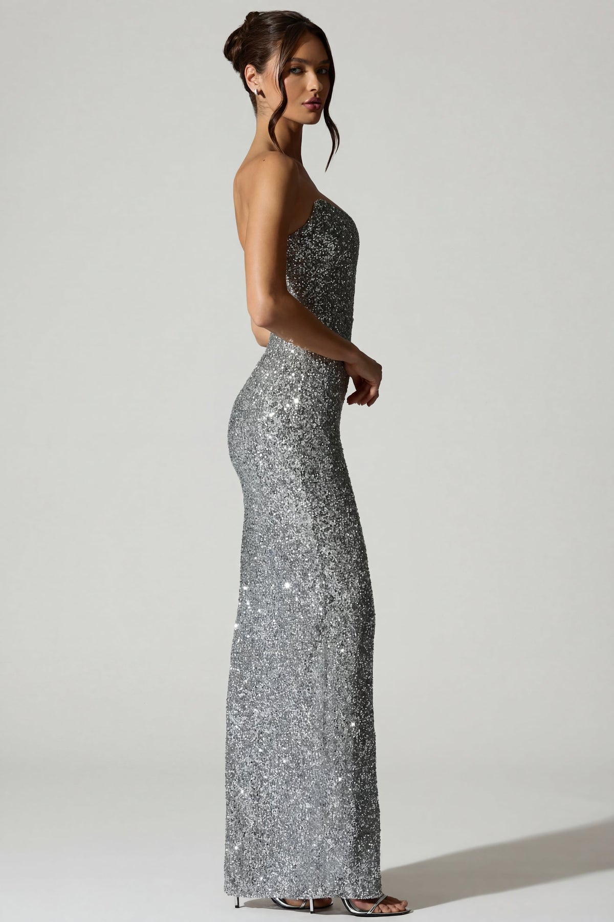 Embellished Corset Gown in Silver – view 3