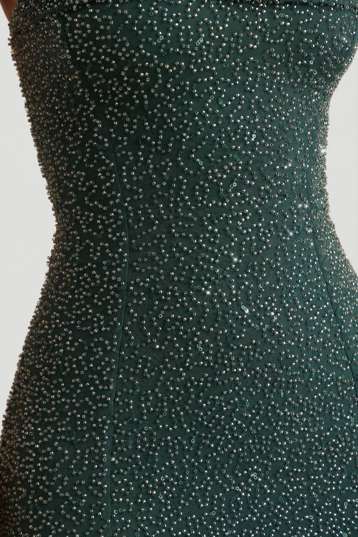 Embellished Strapless Cowl-Neck Maxi Dress in Emerald Green – view 6