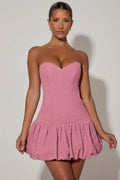 Cut-Out Bubble Hem Corset Mini Dress in Dusty Pink – view 1