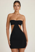 Bandeau Cut-Out Mini Dress in Black