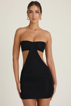 Bandeau Cut-Out Mini Dress in Black
