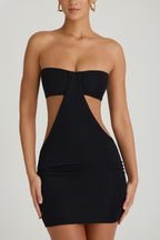 Bandeau Cut-Out Mini Dress in Black