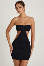 Bandeau Cut-Out Mini Dress in Black