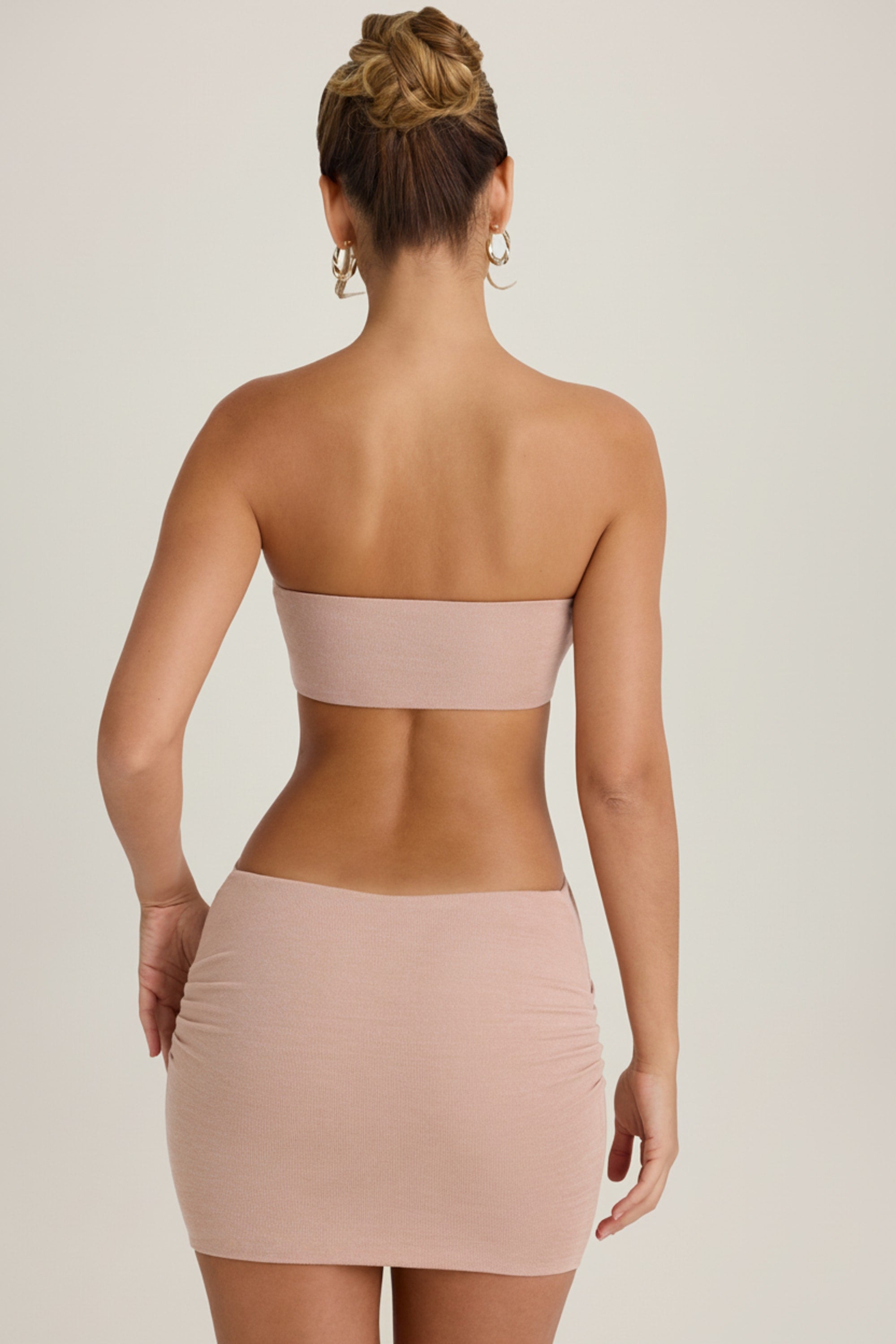 Bandeau Cut-Out Mini Dress in Warm Peach