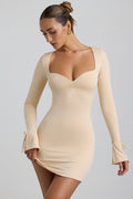 Slinky Jersey A-Line Mini Dress in Buttercream – view 1