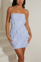 Bandeau Ruffle Detail Mini Dress in Blue