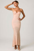 Embellished Sweetheart-Neck Fishtail Gown in Dusty Rose – view 1