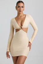 Cut-Out Hardware Detail Mini Dress in Buttercream – view 5