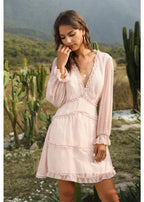 Backless Hippie Chic Dress with Long Sleeves