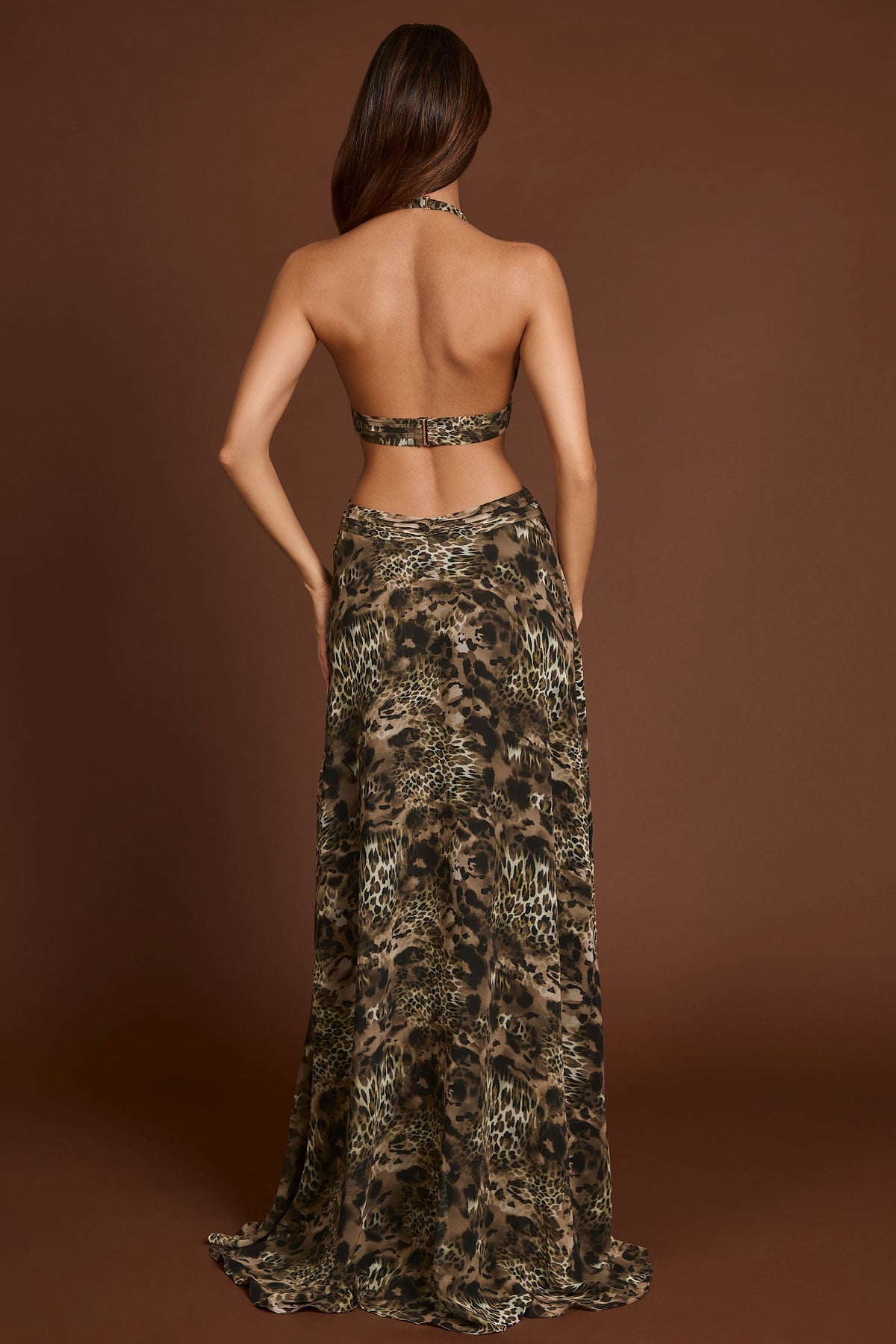 Plunge Cut-out Maxi Gown in Leopard Print – view 2
