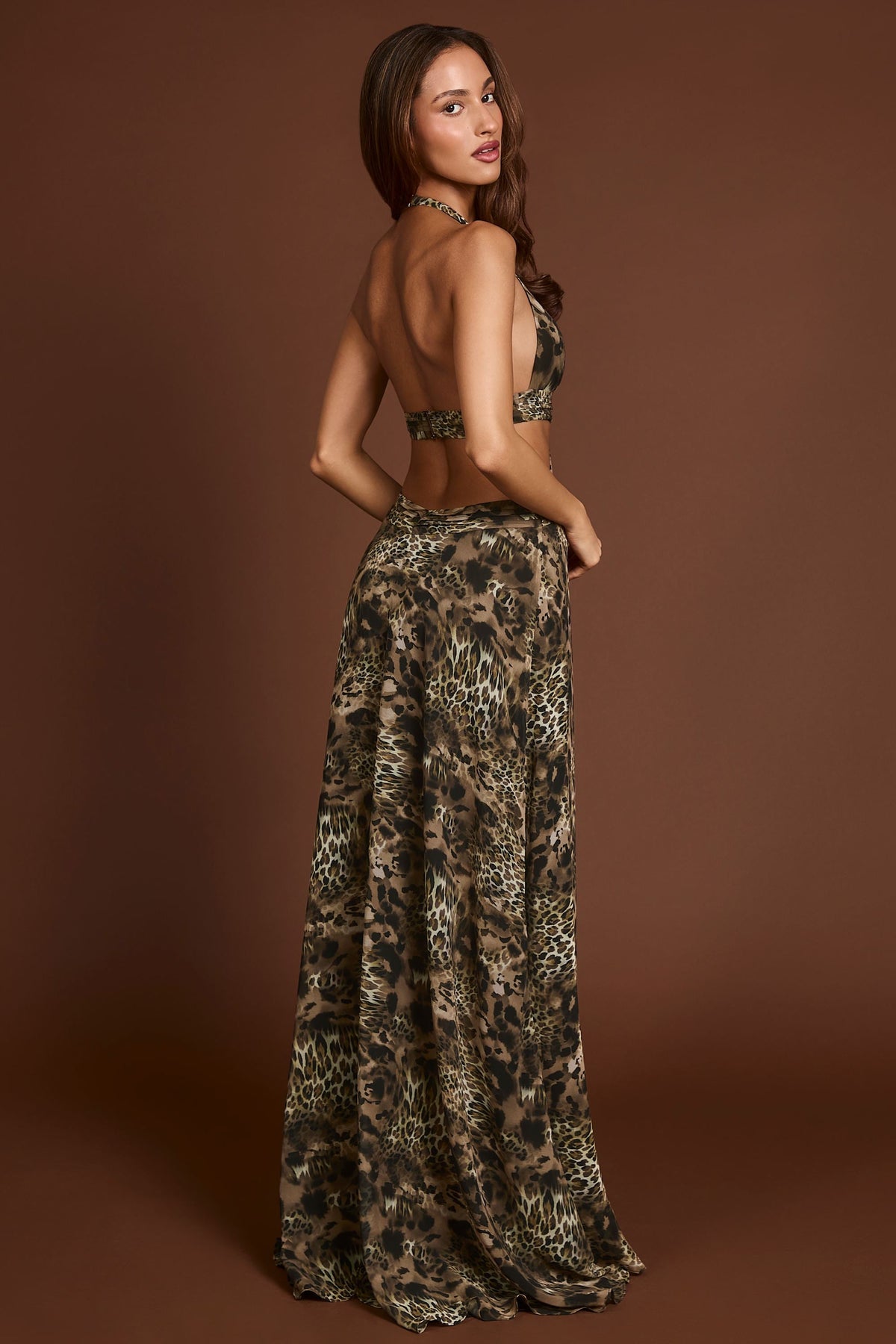 Plunge Cut-out Maxi Gown in Leopard Print – view 8
