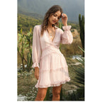 Backless Hippie Chic Dress with Long Sleeves