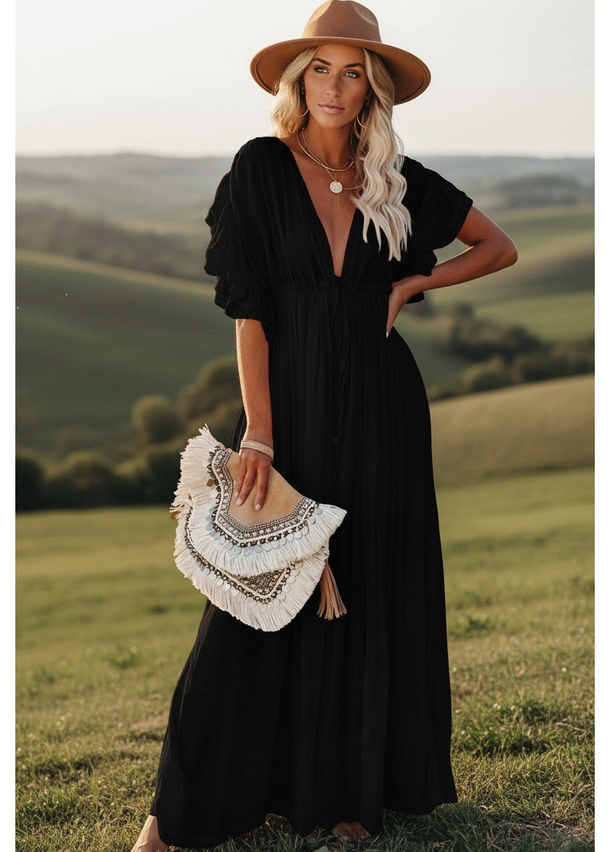 Long Chic Bohemian Rust Dress