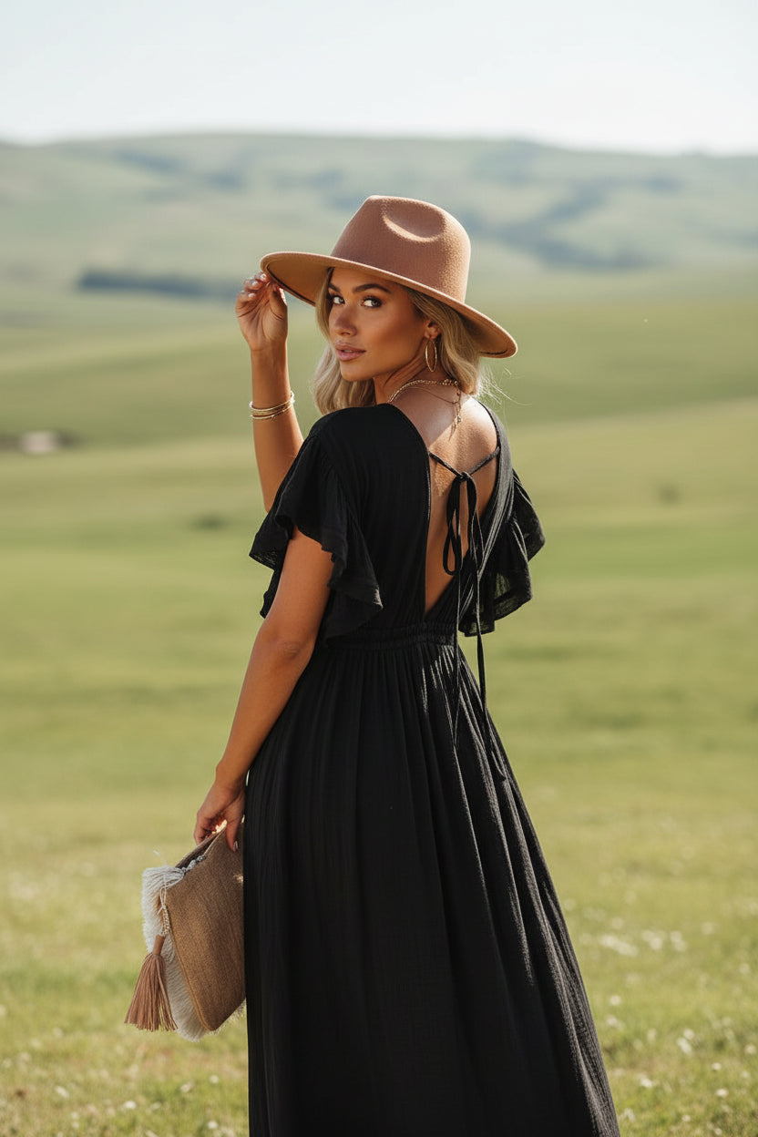 Long Chic Bohemian Rust Dress